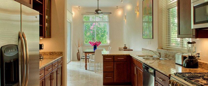 Condo interior living room with view.